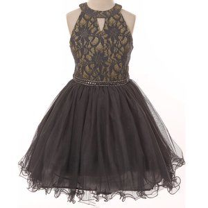 Gorgeous Big girls kids sleeveless tulle sequin lace holiday party girl Dress